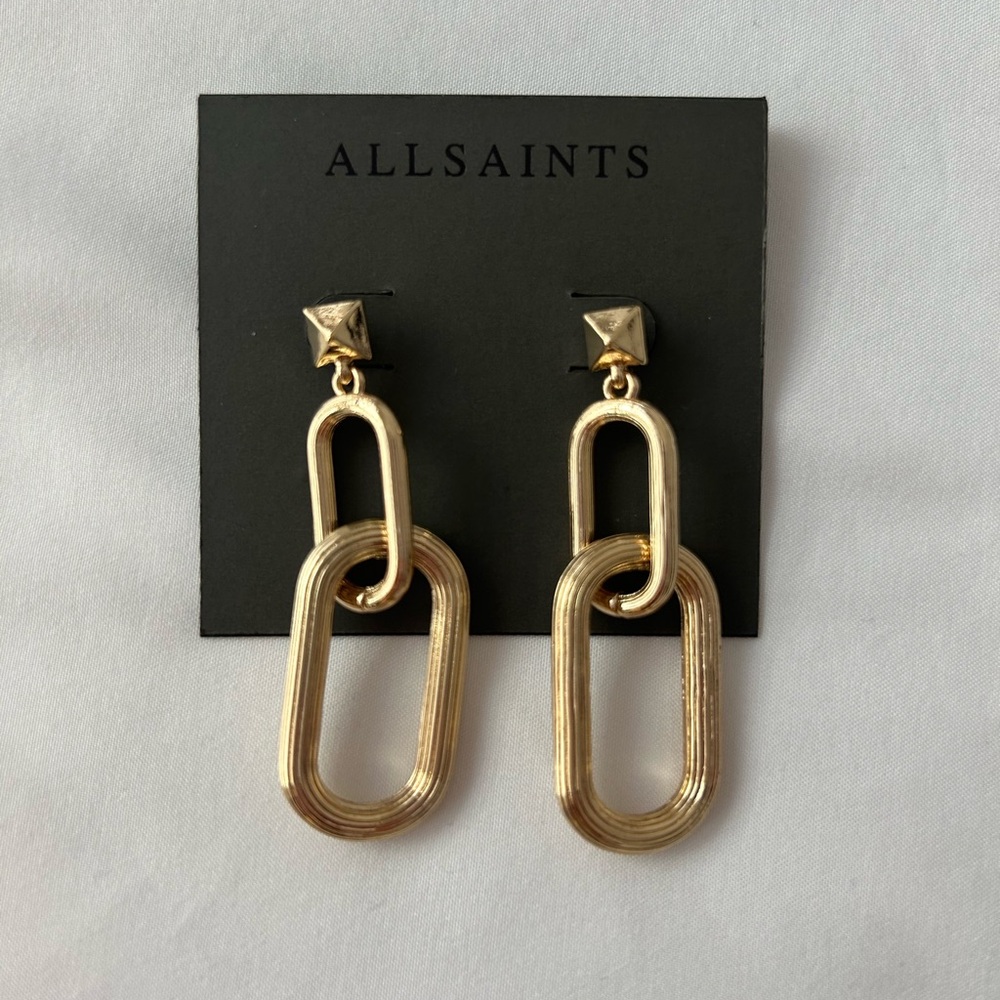 All Saints Gold Geometric Drop Earrings